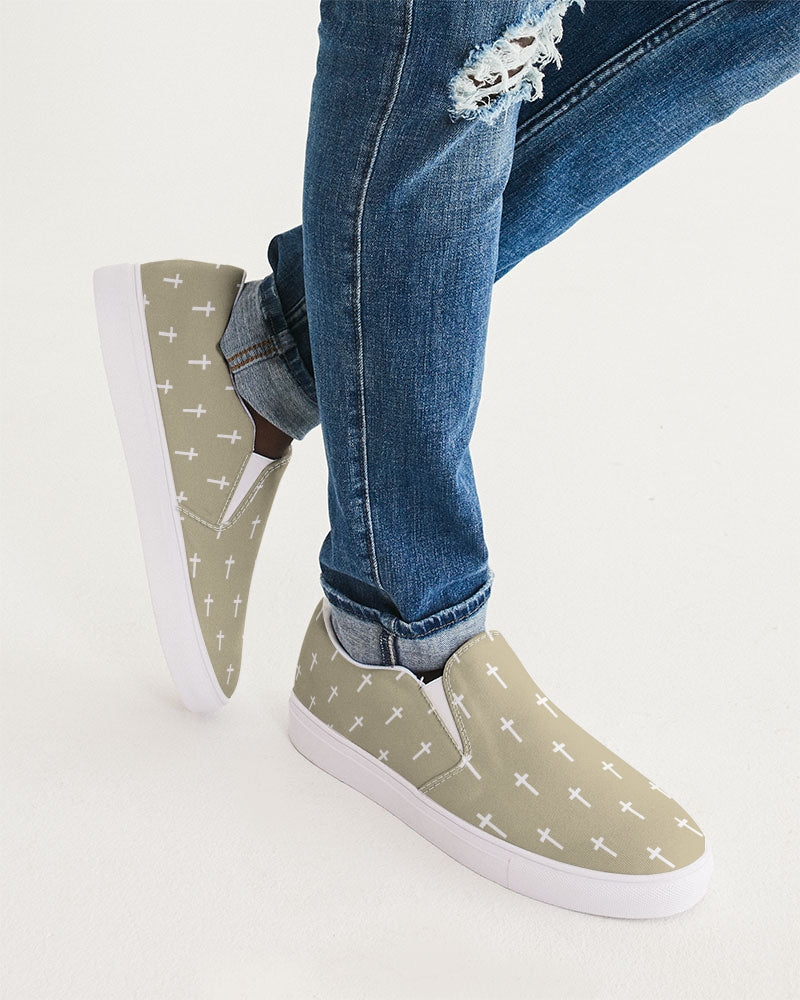 Mini Cross: Men's Tan Canvas Slip On Shoe