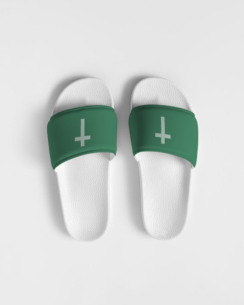 Simple Cross: Women's Green Slide Sandal