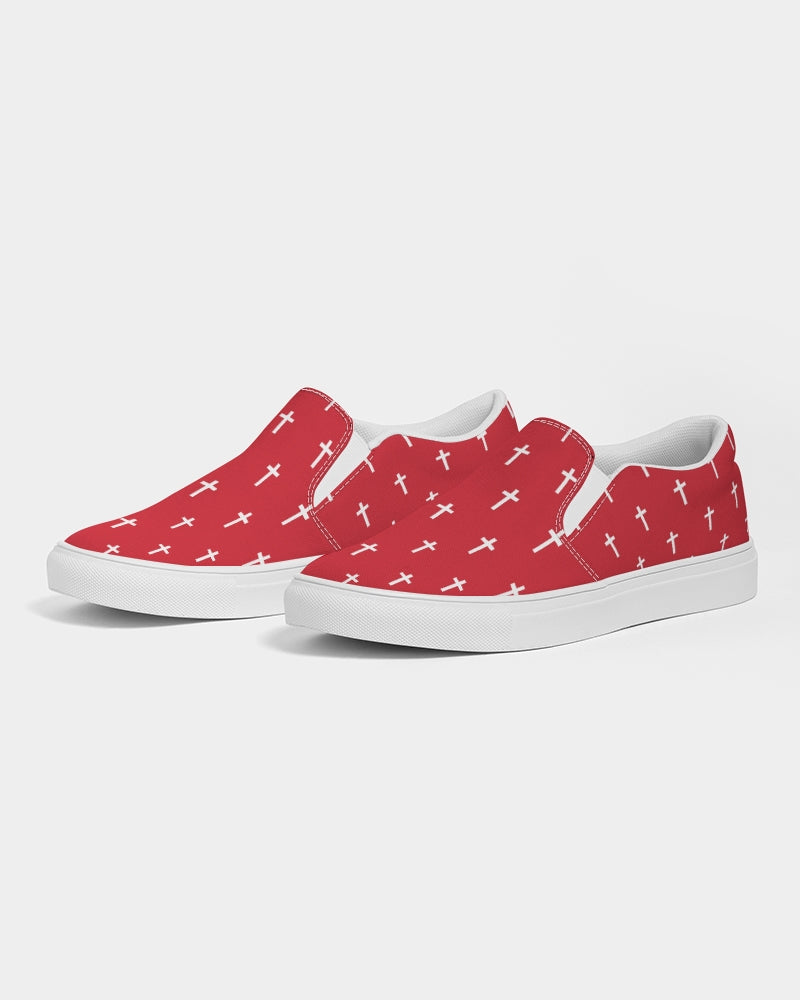 Mini Cross: Men's Red Canvas Slip On Shoe