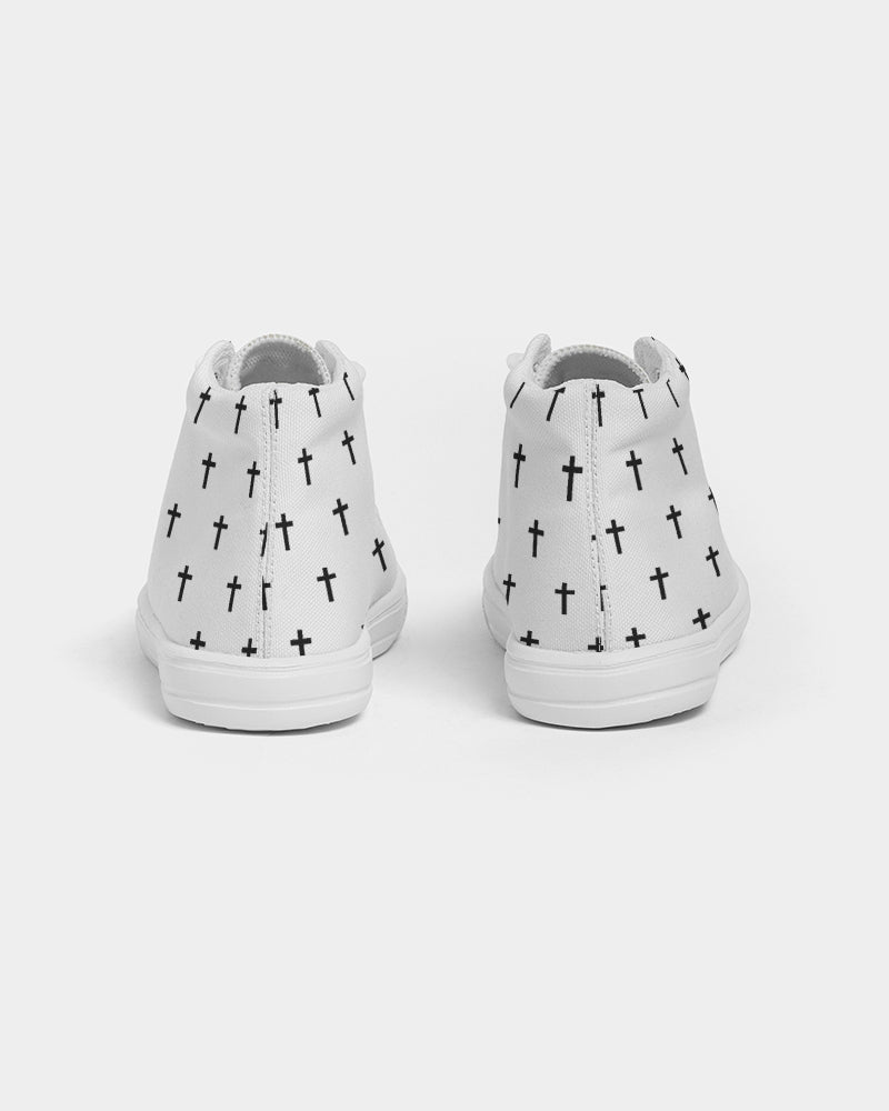 Mini Cross: Kids White Canvas Hightop Shoe