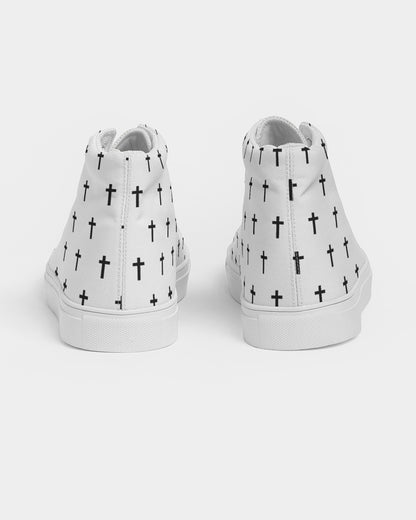 Mini Cross: Women's White Canvas Hightop Shoe