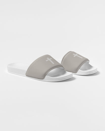 Simple Cross: Men's Taupe Slide Sandal