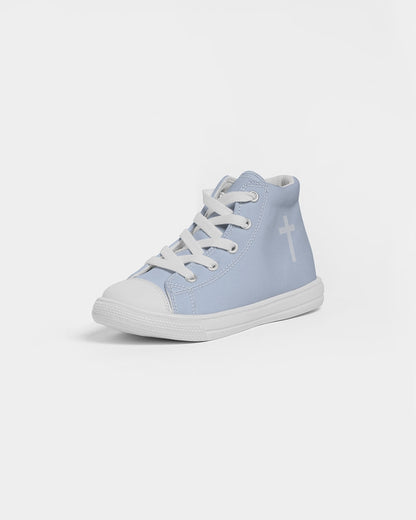 Simple Cross: Kids Light Blue Canvas Hightop Shoe