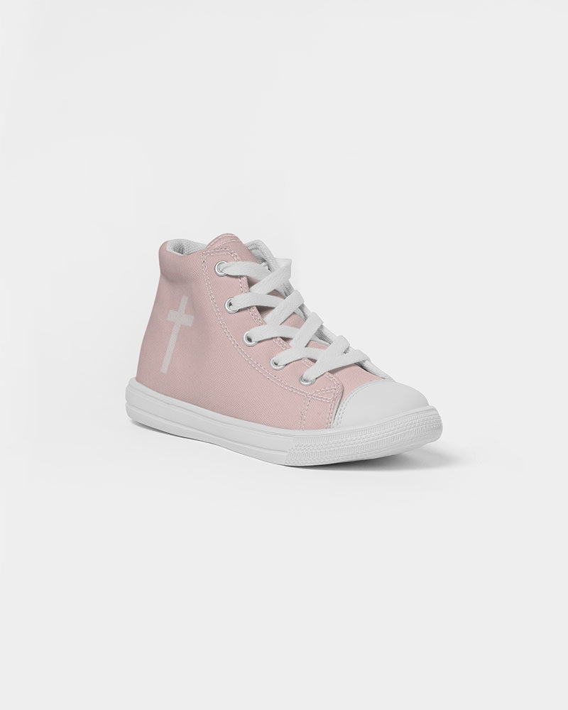 Simple Cross: Kids Pink Canvas Hightop Shoe