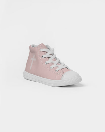 Simple Cross: Kids Pink Canvas Hightop Shoe