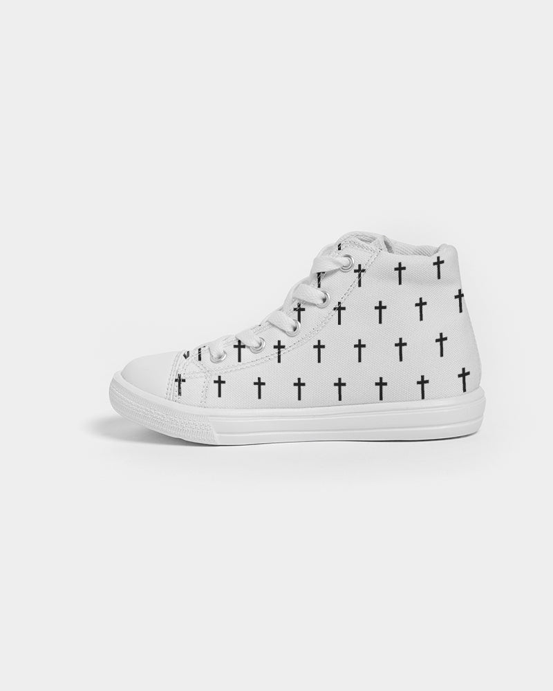 Mini Cross: Kids White Canvas Hightop Shoe