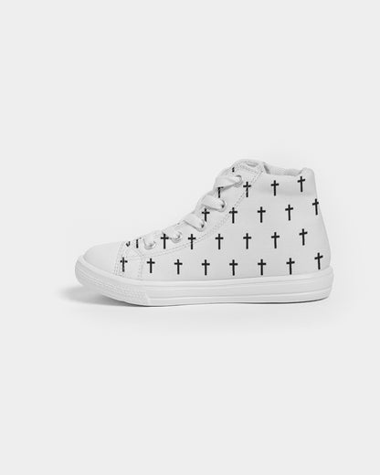 Mini Cross: Kids White Canvas Hightop Shoe