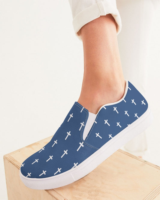 Mini Cross: Women's Navy Canvas Slip On Shoe