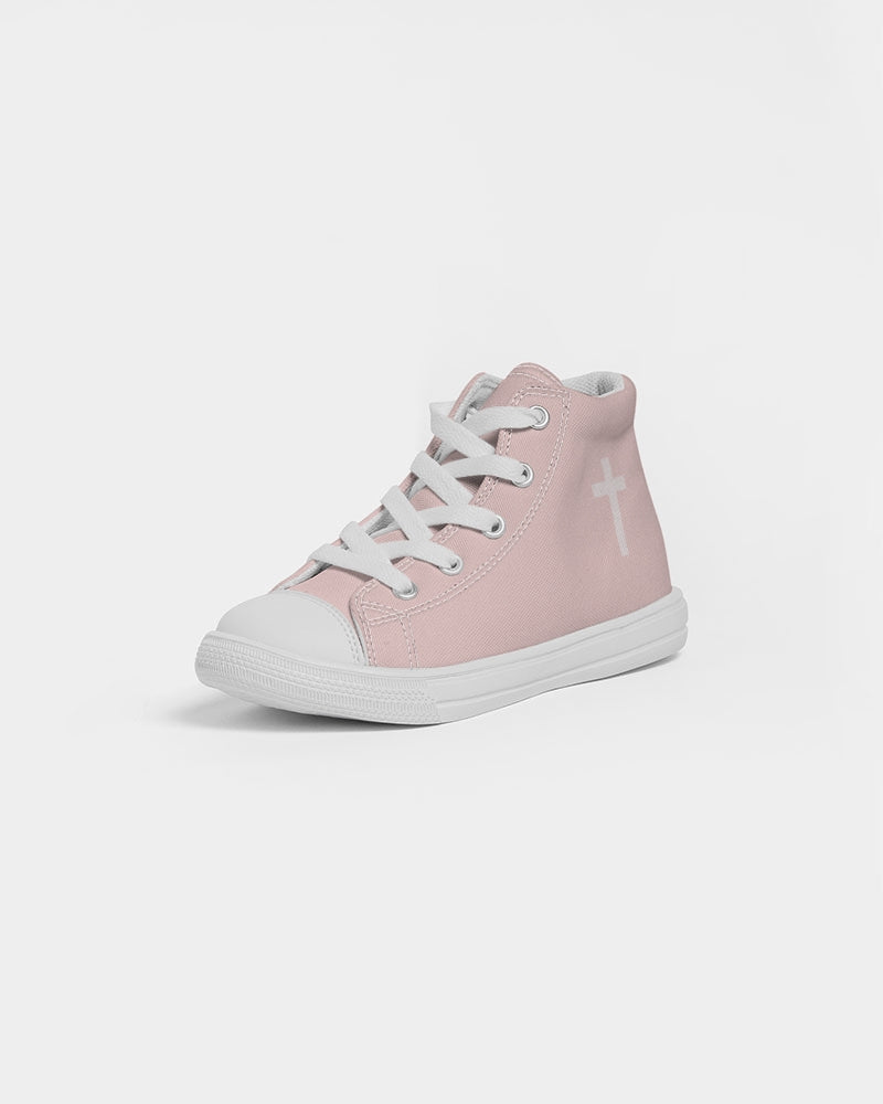 Simple Cross: Kids Pink Canvas Hightop Shoe