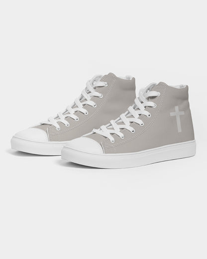 Simple Cross: Women's Taupe Canvas Hightop Shoe