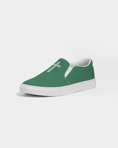 Simple Cross: Women's Green Canvas Slip On Shoe