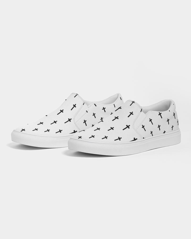 Mini Cross: Women's White Canvas Slip On Shoe