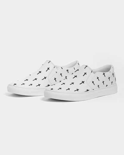 Mini Cross: Women's White Canvas Slip On Shoe