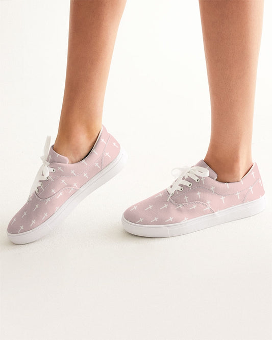 Mini Cross: Women's Pink Canvas Lace Up Sneaker