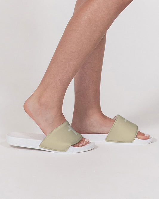 Simple Cross: Women's Tan Slide Sandal