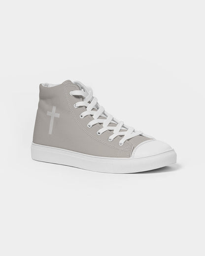 Simple Cross: Women's Taupe Canvas Hightop Shoe