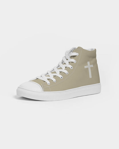 Simple Cross: Women's Tan Canvas Hightop Shoe