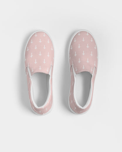 Mini Cross: Men's Pink Canvas Slip On Shoe