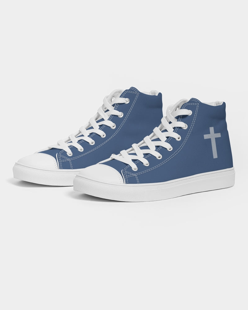 Simple Cross: Women's Navy Canvas Hightop Shoe